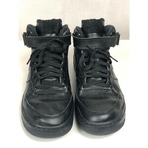 Nike Air Force 1 Basketball Shoes Big Boys Youth Size 5.5 Y  Leather Black